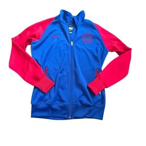Nike Women's Blue and Red Cubs Zip up Sweatshirt Size XL